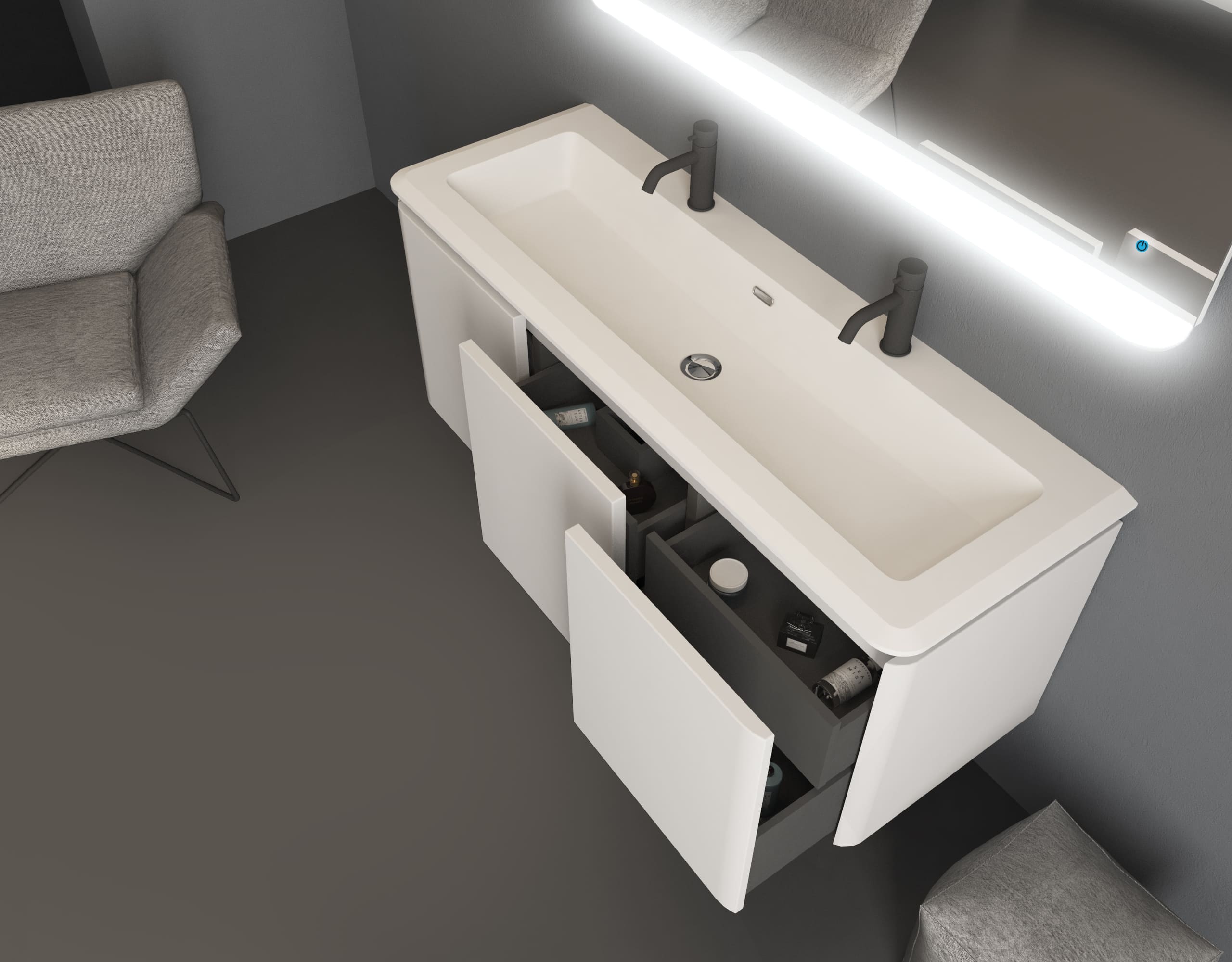 Мебель для ванной комнаты CEZARES STYLUS 141 см Grigio nuvola 55233 + 55265