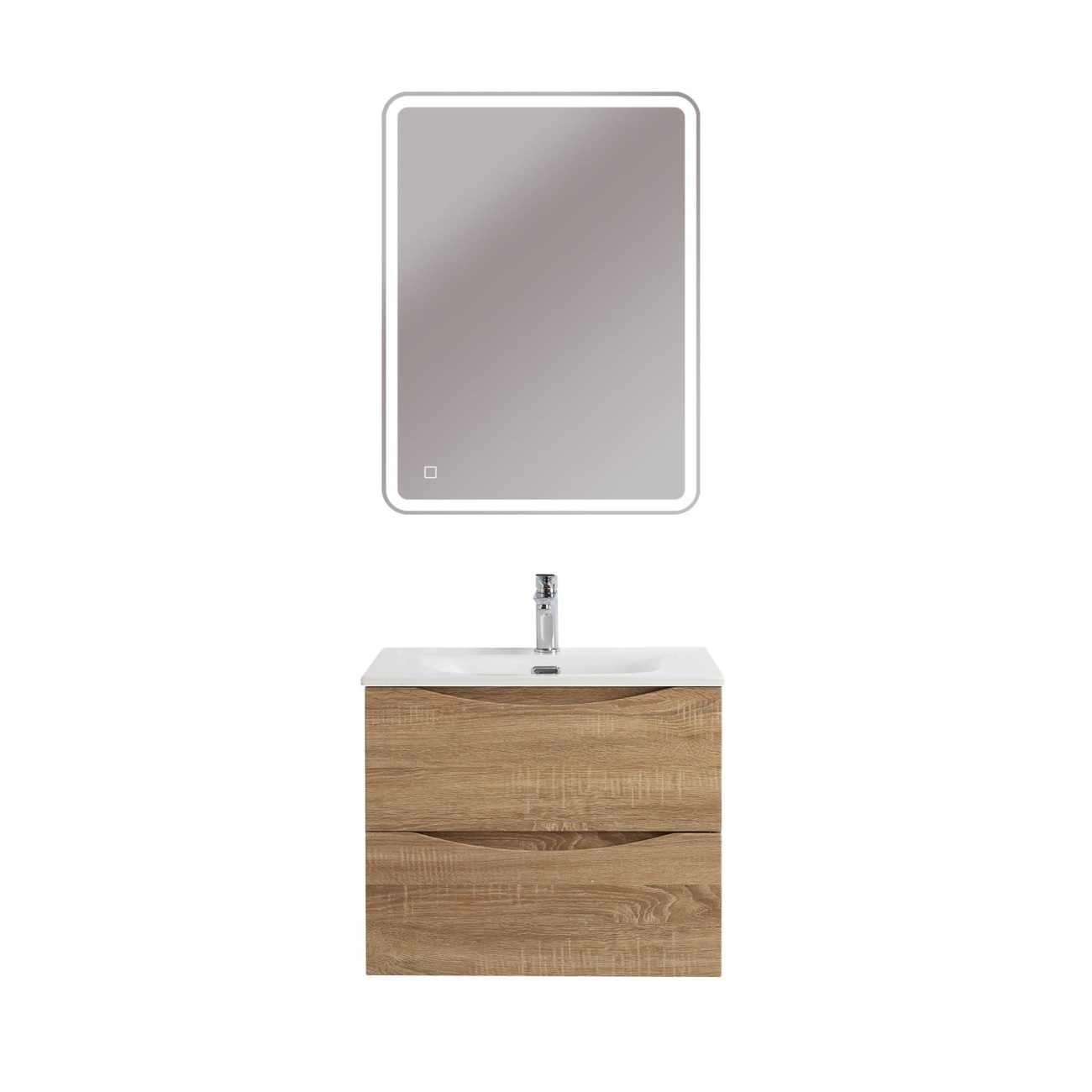 Тумба с раковиной подвесная BelBagno MARINO-CER-N-600-2C-SO-WO-P Rovere Bianco, раковина белая BB-8099-60