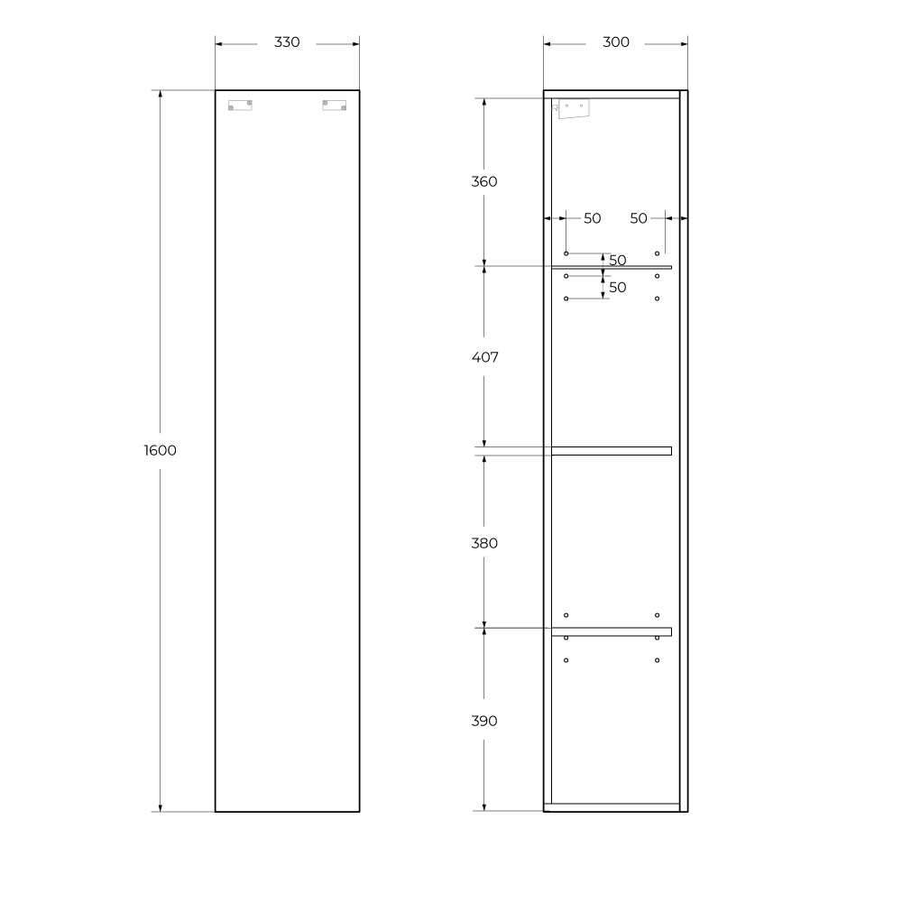 Пенал подвесной BelBagno KRAFT-1600-1A-SC-GSO универсальный, Темно-Серый матовый