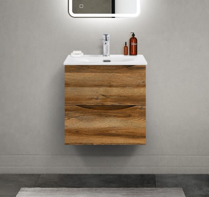 Тумба с раковиной подвесная BelBagno MARINO-CER-MINI-500-2C-SO-RR-P Rovere Rustico, раковина белая BB-8099-3-50