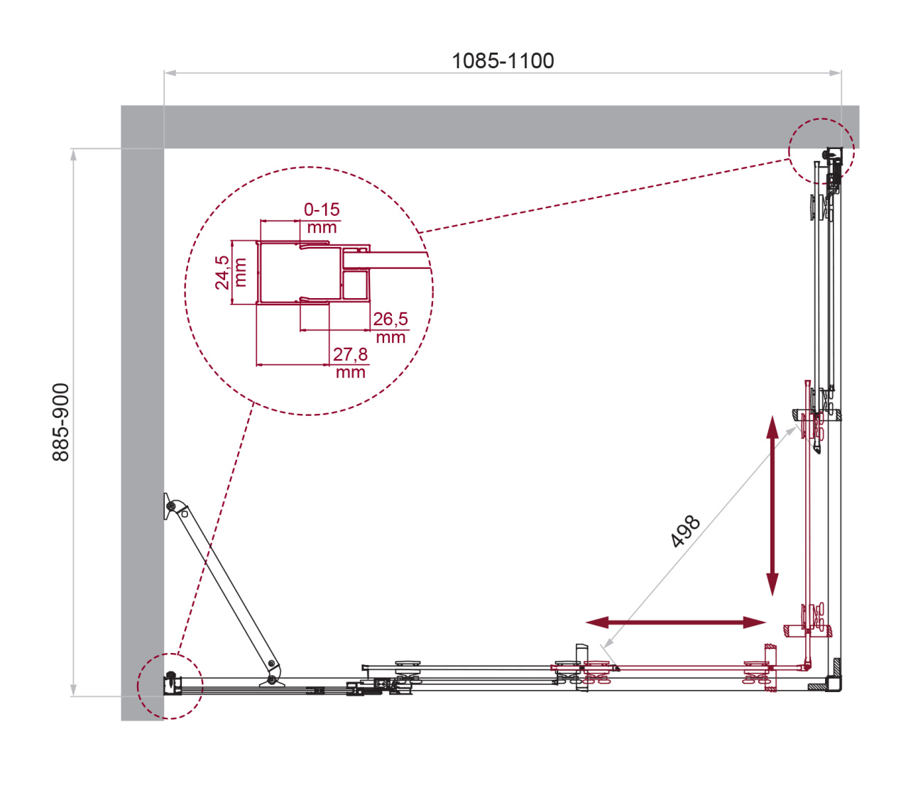 Душевой уголок BelBagno LUCE-AH-21-110/90-C-Cr