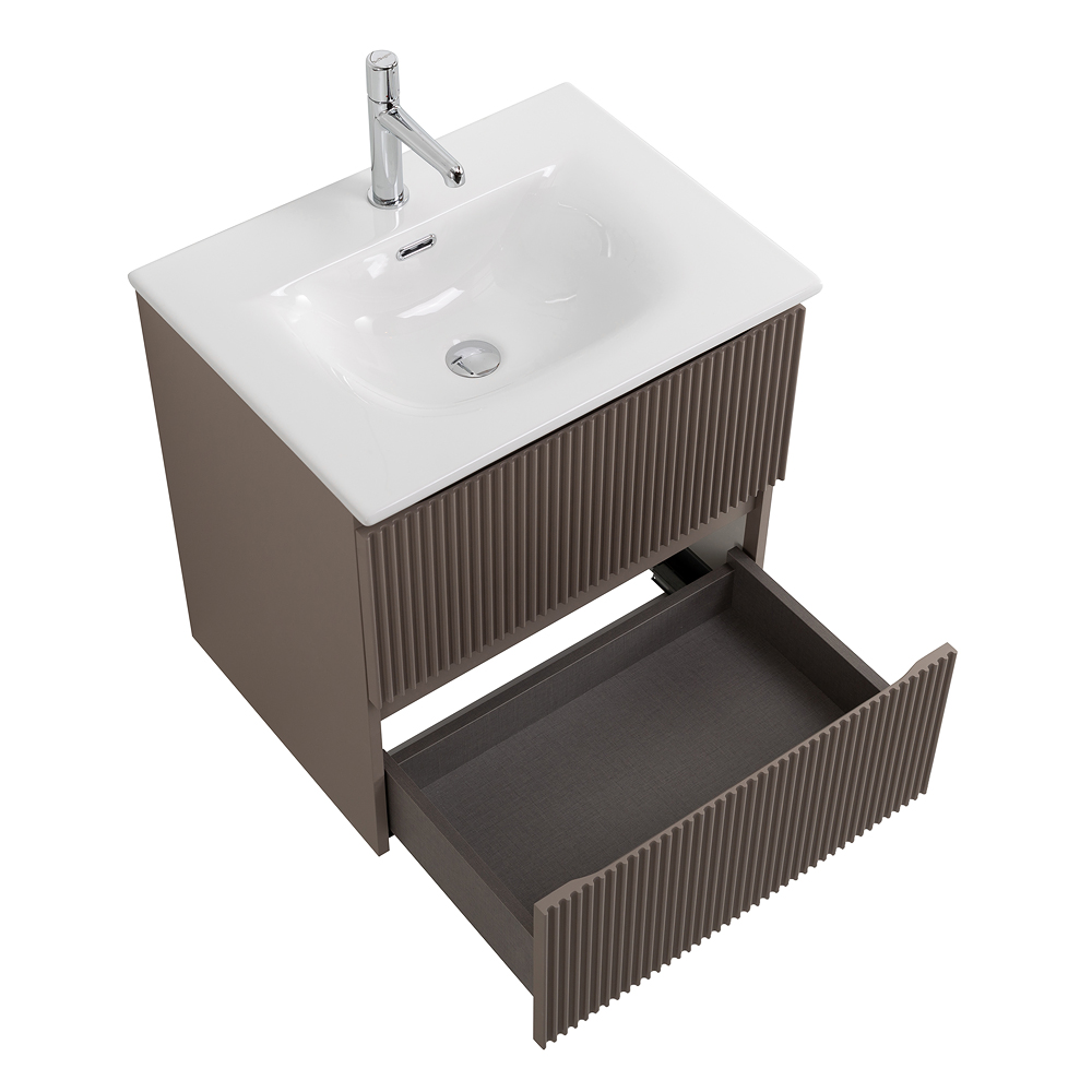 Тумба с раковиной подвесная BelBagno UNO-700-2C-SO-CO Бежевый матовый, раковина белая BB-8099-70