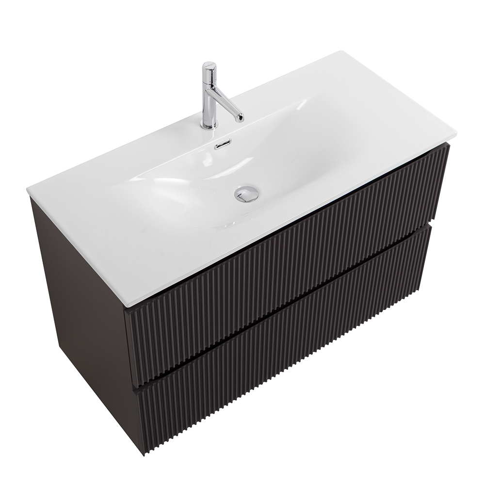 Тумба с раковиной подвесная BelBagno UNO-1200-2C-SO-GSO Темно-Серый матовый, раковина белая BB-8099-120
