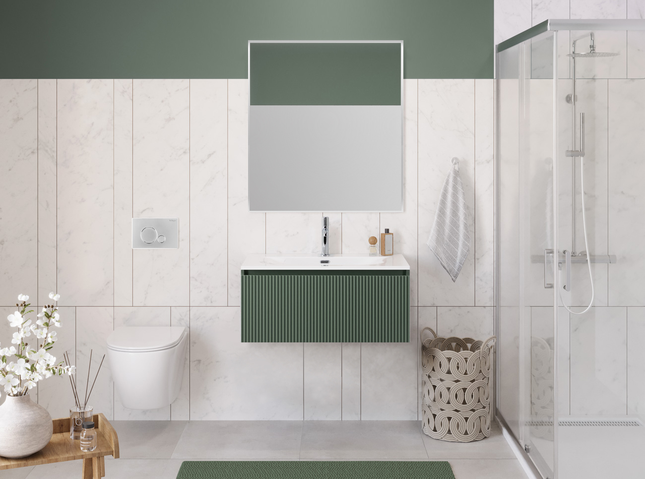Тумба с раковиной подвесная BelBagno UNO-800-1C-SO-VO Еловый матовый, раковина белая BB-8099-80