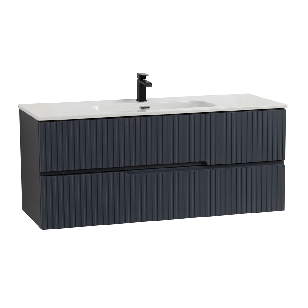 Тумба подвесная CEZARES DUET-N-1200-2C-SO-GR-P с раковиной CZR-8095-120, графит 