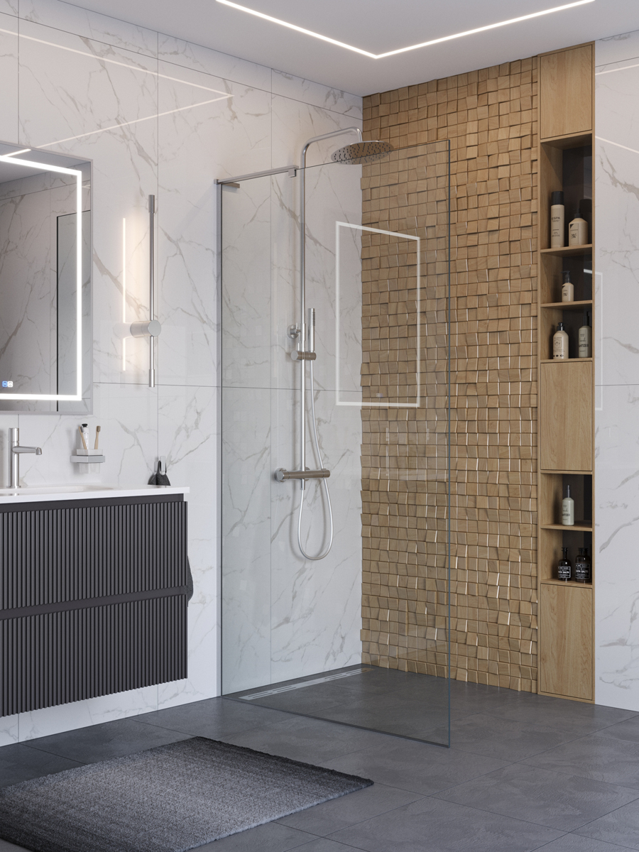 купить Душевая перегородка BelBagno UNO-L-1-TB-110-C-Cr профиль хром, стекло прозрачное 