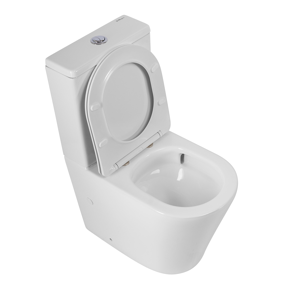 Унитаз-компакт безободковый с сиденьем и смывом TORNADO BelBagno FLAY-R BB2149CP-TOR/SC + BB2149T