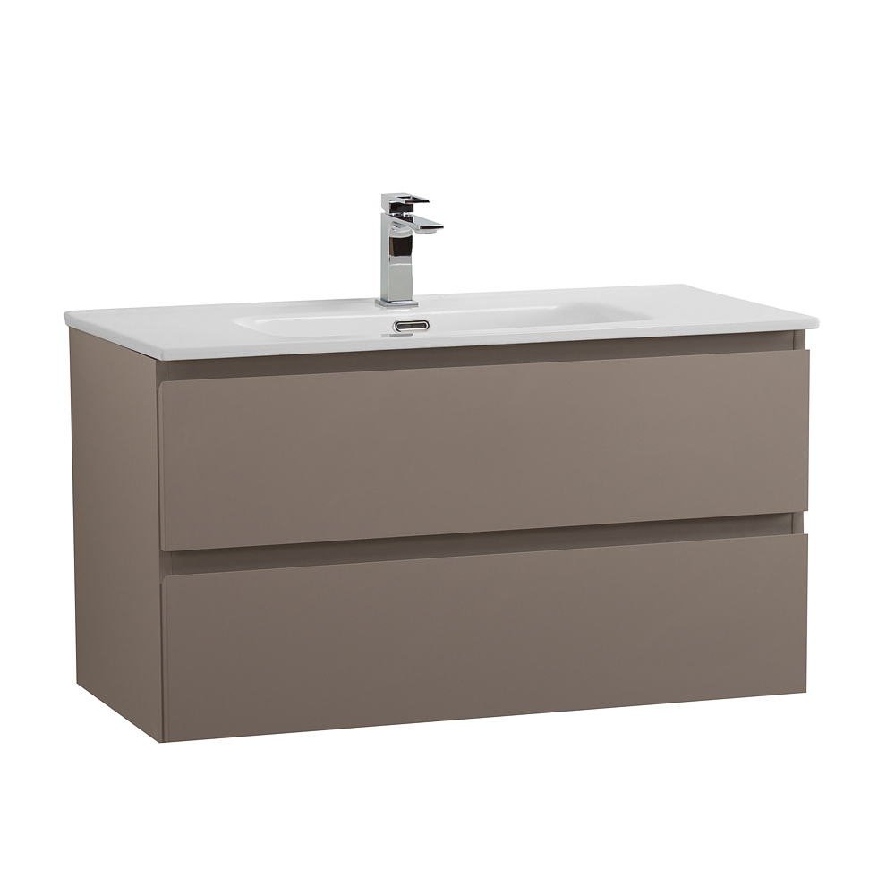 Тумба с раковиной подвесная BelBagno KRAFT-1000-2C-SO-CO Бежевый матовый, раковина белая BB1000ETL