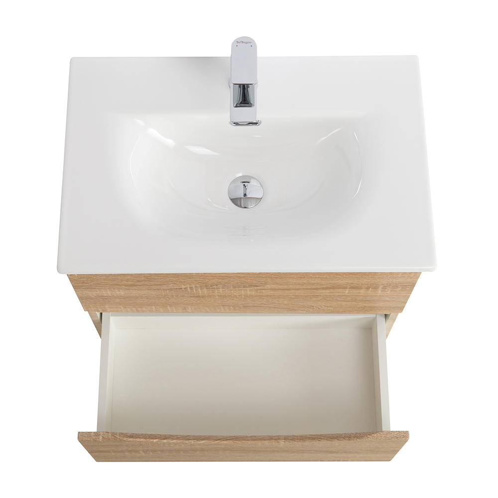 Тумба с раковиной подвесная BelBagno MARINO-CER-MINI-700-2C-SO-WO-P Rovere Bianco, раковина белая BB-8099-3-70