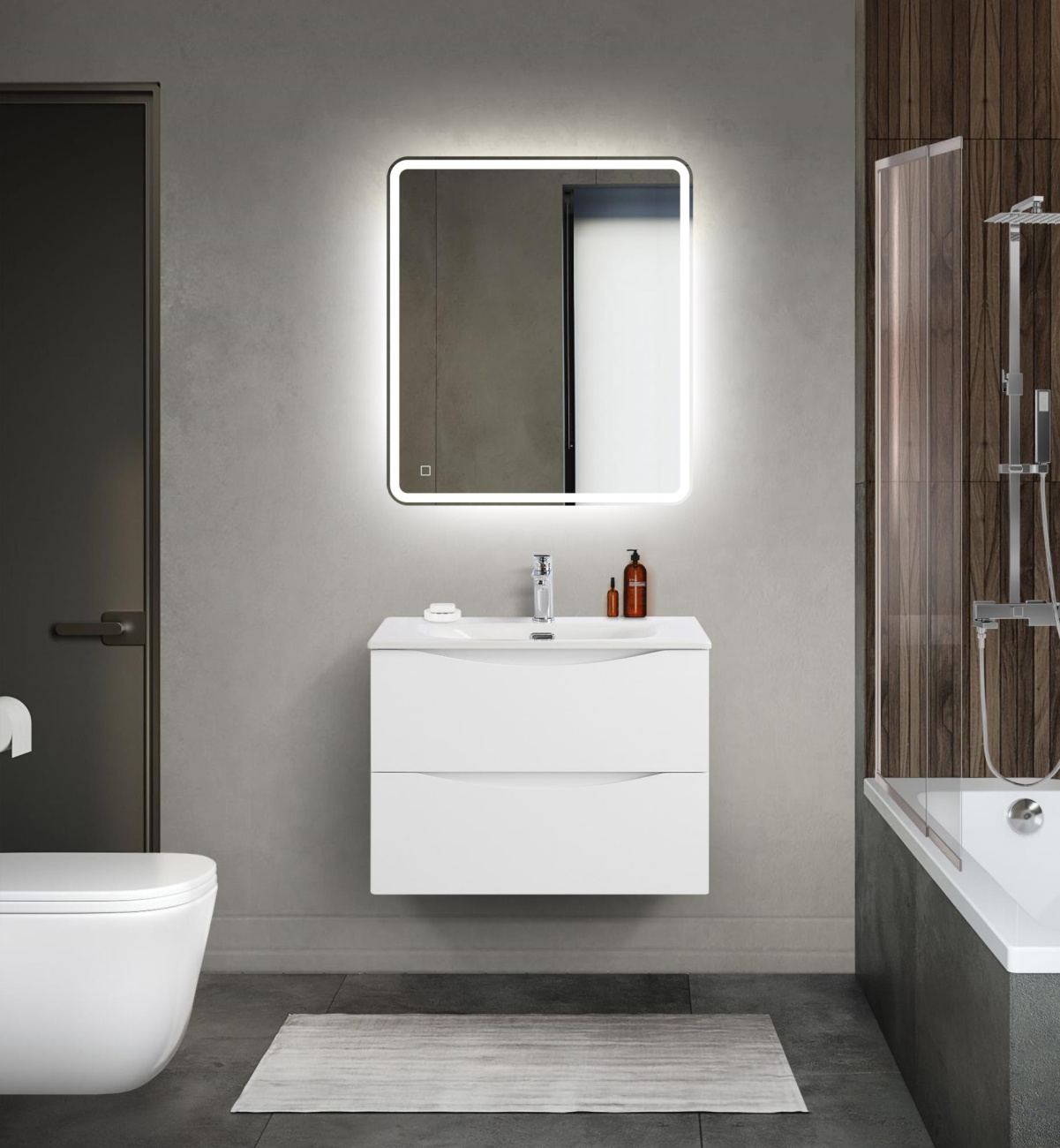Тумба с раковиной подвесная BelBagno MARINO-CER-MINI-700-2C-SO-BO-P Bianco Opaco, раковина белая BB-8099-3-70