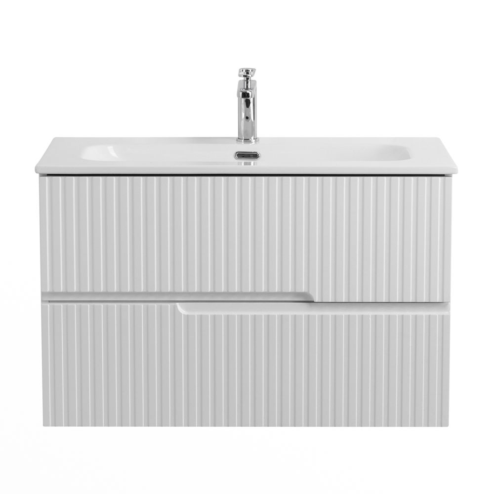 Тумба подвесная CEZARES DUET-N-800-2C-SO-BL с раковиной CZR-8073-80, белый глянец