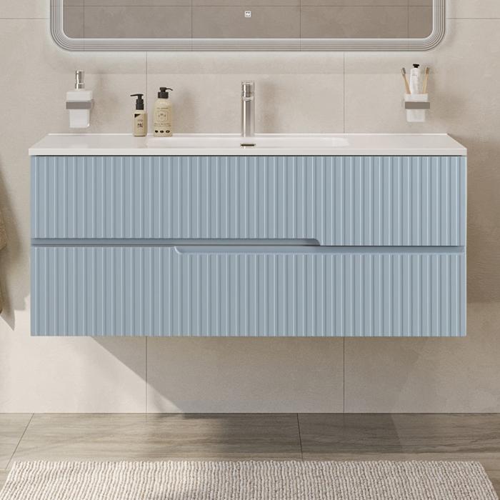 купить Тумба подвесная CEZARES DUET-N-1200-2C-SO-APR-P с раковиной CZR-8095-120, голубой жемчужный 