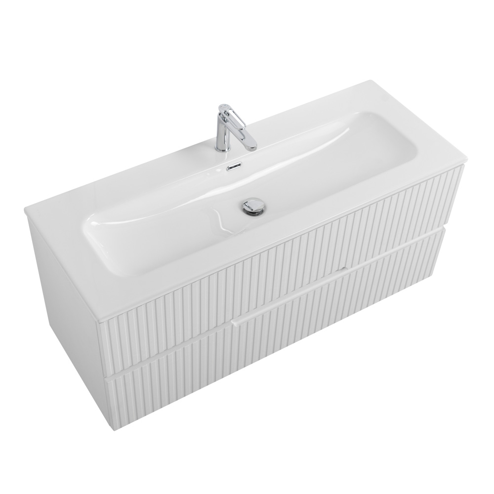 Тумба подвесная CEZARES DUET-N-1200-2C-SO-FBS-P с раковиной CZR-8073-120, ясень белый софт