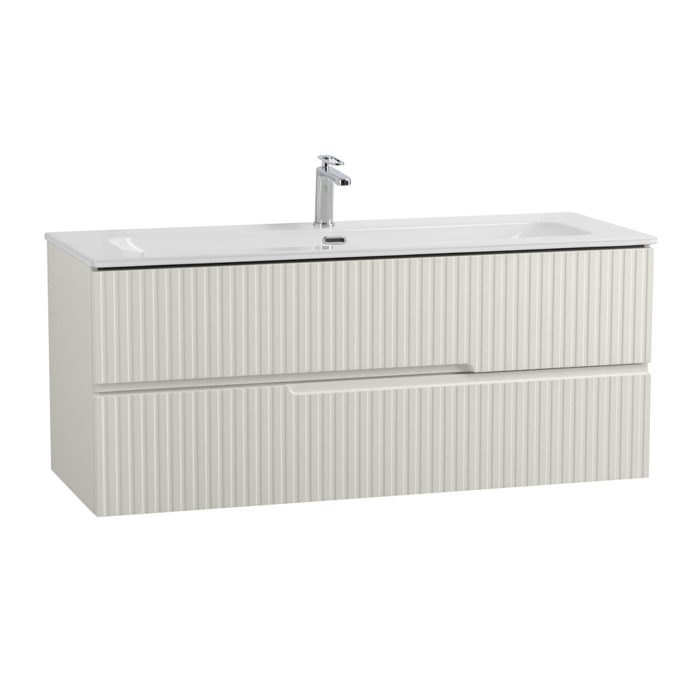 Тумба подвесная CEZARES DUET-N-1200-2C-SO-AS-P с раковиной CZR-8073-120, альпака брашированная