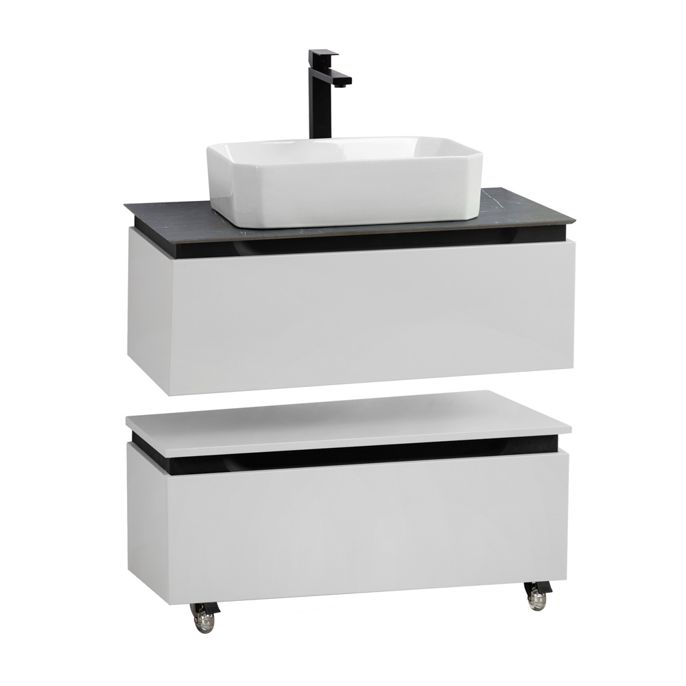 Мебель для ванной со столешницей и накладной раковиной Cezares SLIDER 80 Bianco Opaco SLIDER-800-1C-SO-BO