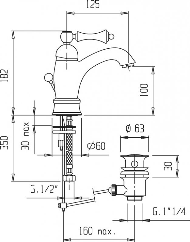 СМЕСИТЕЛЬ ДЛЯ РАКОВИНЫ CEZARES MARGOT-LSM1-A-01-M