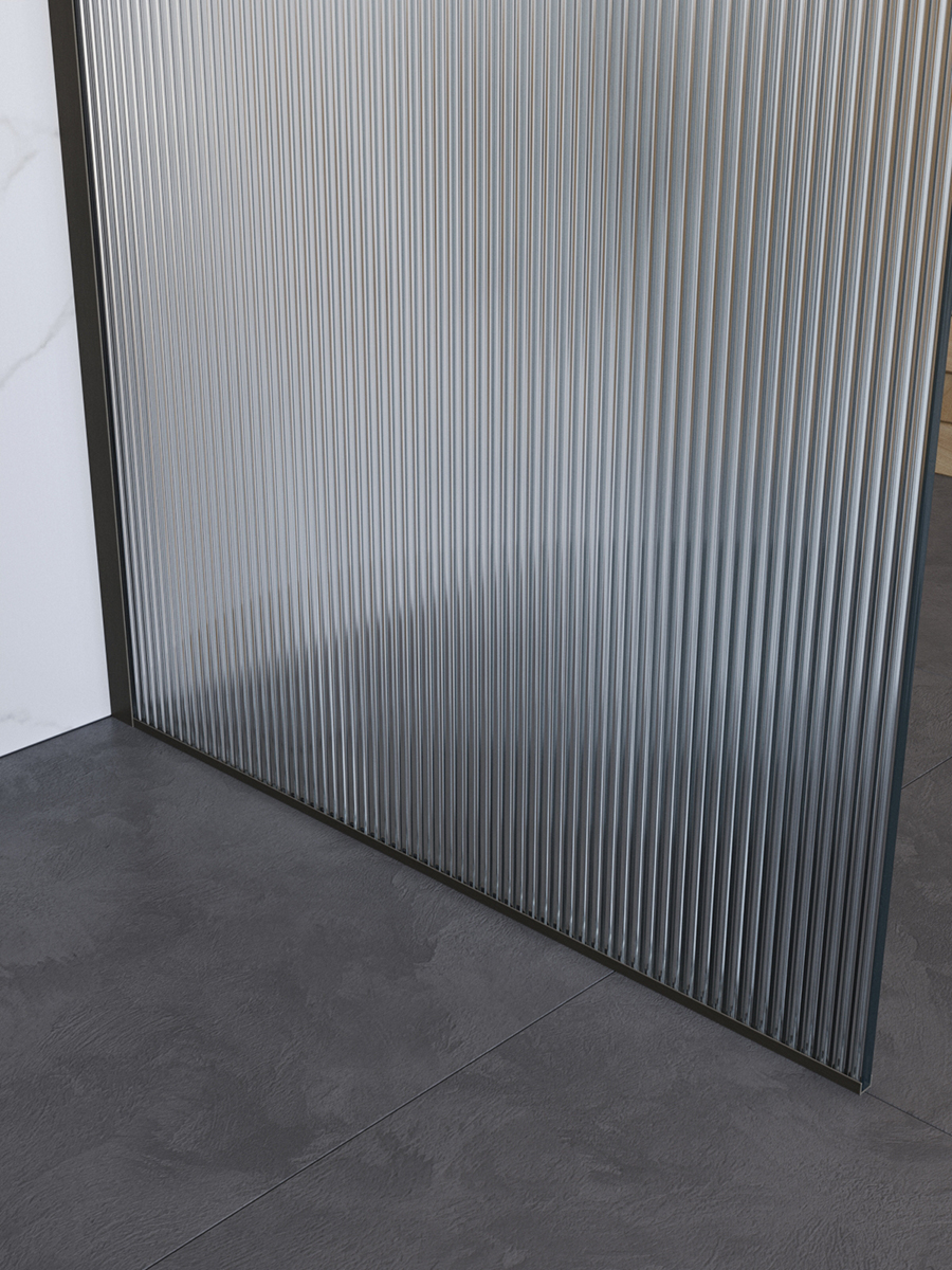 Душевая перегородка BelBagno UNO-L-1-TB-100-FL-GM профиль оружейная сталь, стекло  рифленое FLUTTO