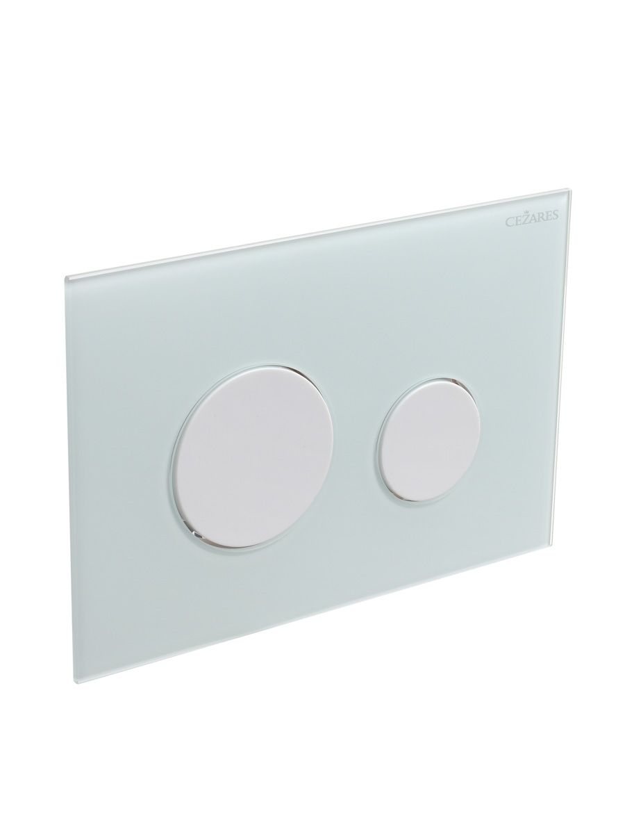 Кнопка смыва CEZARES LUX-GB-BIO-C, белое стекло/белый матовый