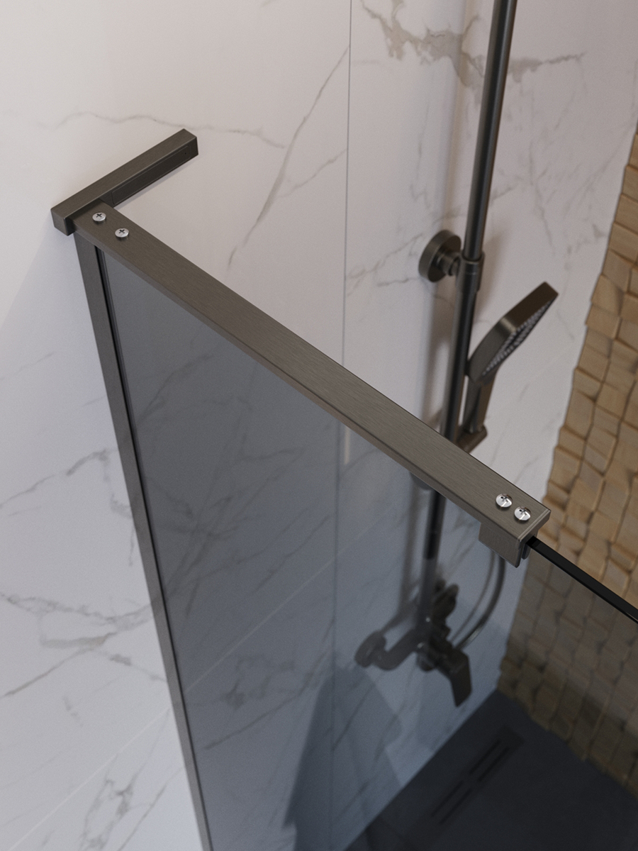 Душевая перегородка BelBagno UNO-L-1-TB-110-GR-GM профиль оружейная сталь, стекло серое