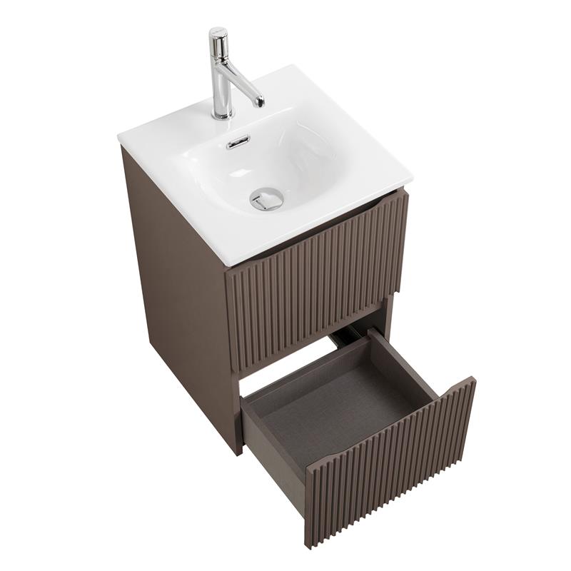 Тумба с раковиной подвесная BelBagno UNO-MINI-400-2C-SO-CO Бежевый матовый, раковина белая BB-8099-3-40