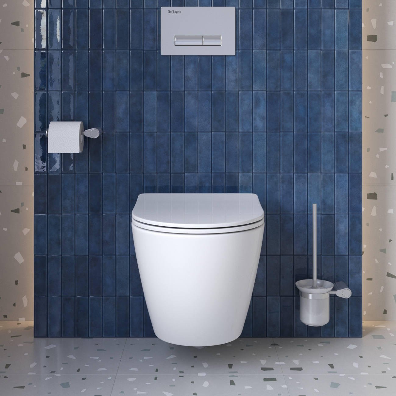 Унитаз подвесной безободковый с сиденьем и смывом TORNADO BelBagno SFERA-TOR BB046CH-TOR/SC