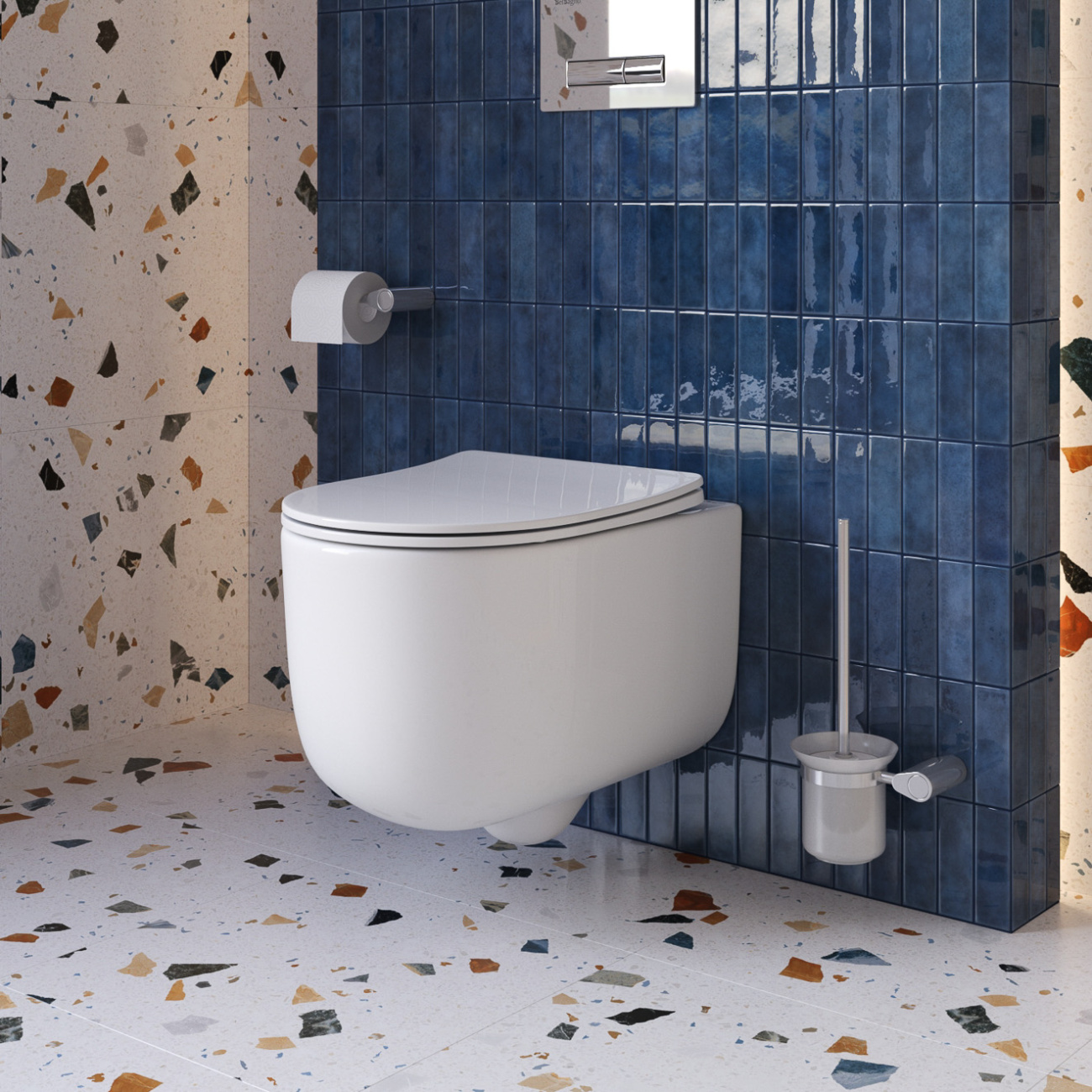 Унитаз подвесной безободковый с сиденьем со смывом TORNADO BelBagno SOFT-TOR BB084CH-TOR/SC