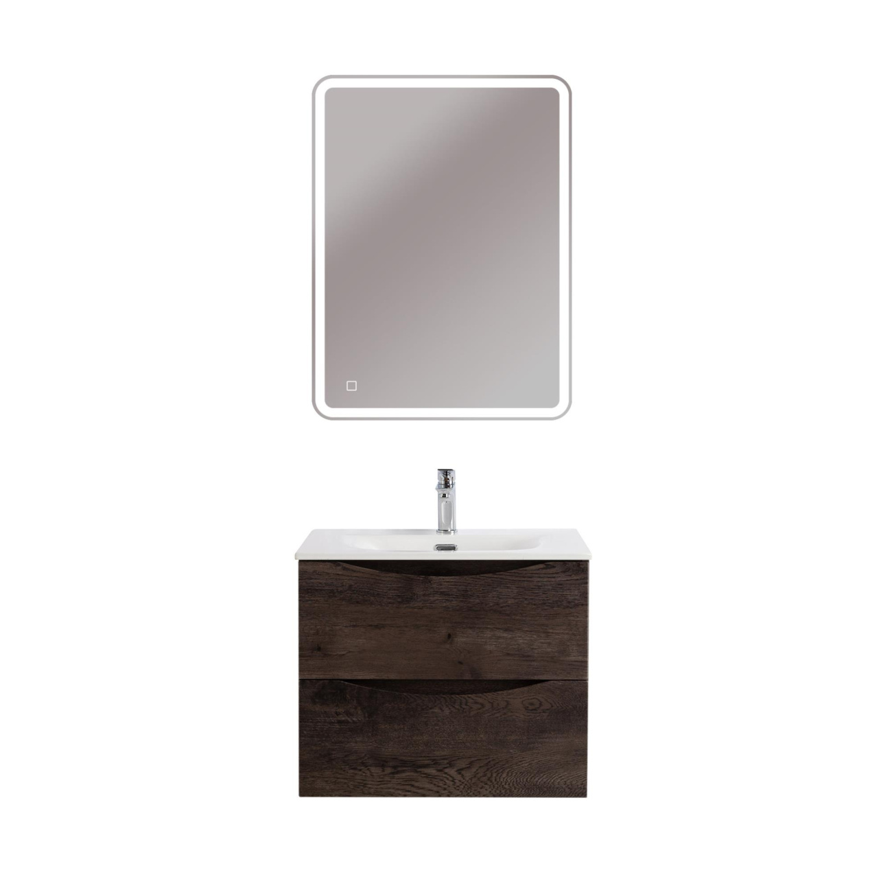 Тумба с раковиной подвесная BelBagno MARINO-CER-MINI-600-2C-SO-RNG-P Rovere Nature Grigio, раковина белая BB-8099-3-60