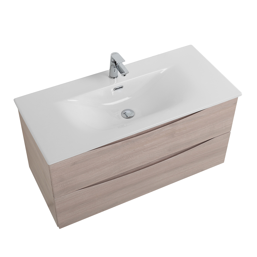 Тумба с раковиной подвесная BelBagno MARINO-CER-MINI-1000-2C-SO-RG-P Rovere Grigio, раковина белая BB-8099-3-100