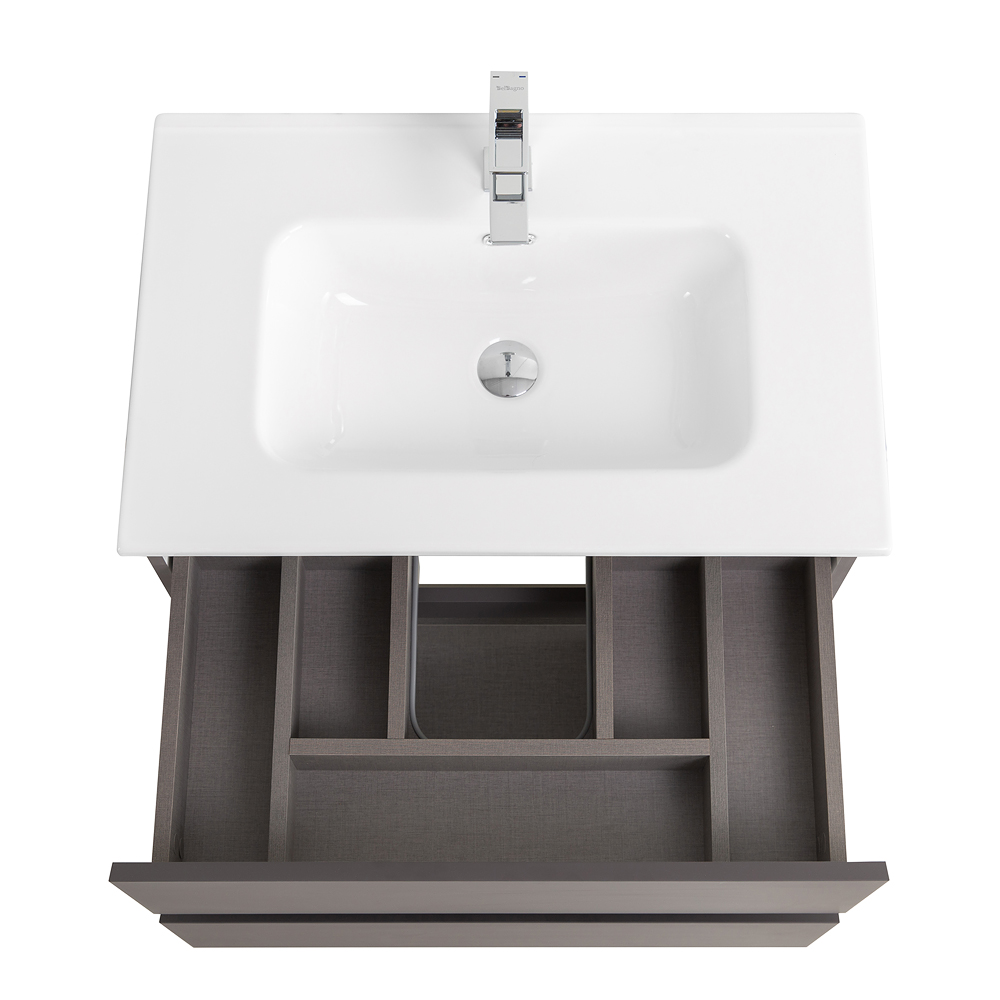 Тумба с раковиной подвесная BelBagno KRAFT-700-2C-SO-GSO Темно-Серый матовый, раковина белая BB700ETL
