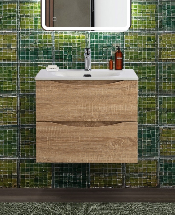 купить Тумба с раковиной подвесная BelBagno MARINO-CER-N-600-2C-SO-WO-P Rovere Bianco, раковина белая BB-8099-60 