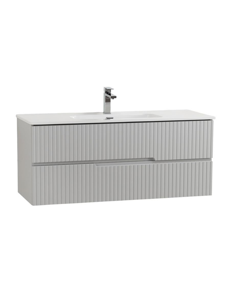 Тумба подвесная CEZARES DUET-N-1200-2C-SO-GPR-P с раковиной CZR-8095-120, серый жемчужный