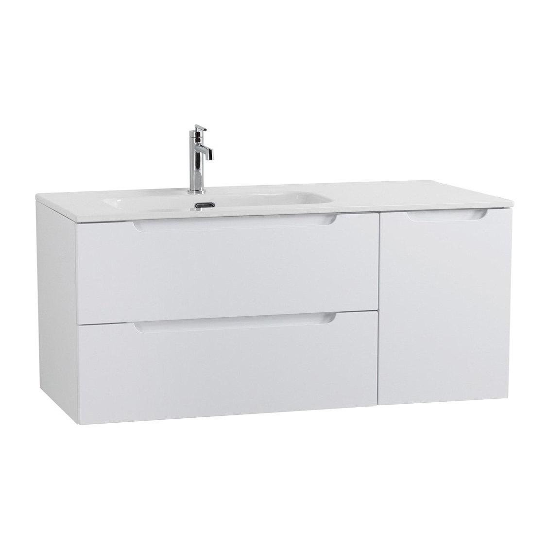 Подвесная тумба с раковиной BelBagno ETNA 120 Bianco Lucido левая, ETNA-1200-2C-1A-SO-BL-L + BB1200ETL-L