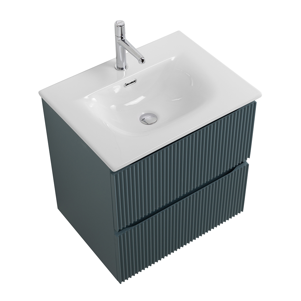 Тумба с раковиной подвесная BelBagno UNO-600-2C-SO-AO Голубой матовый, раковина белая BB-8099-60