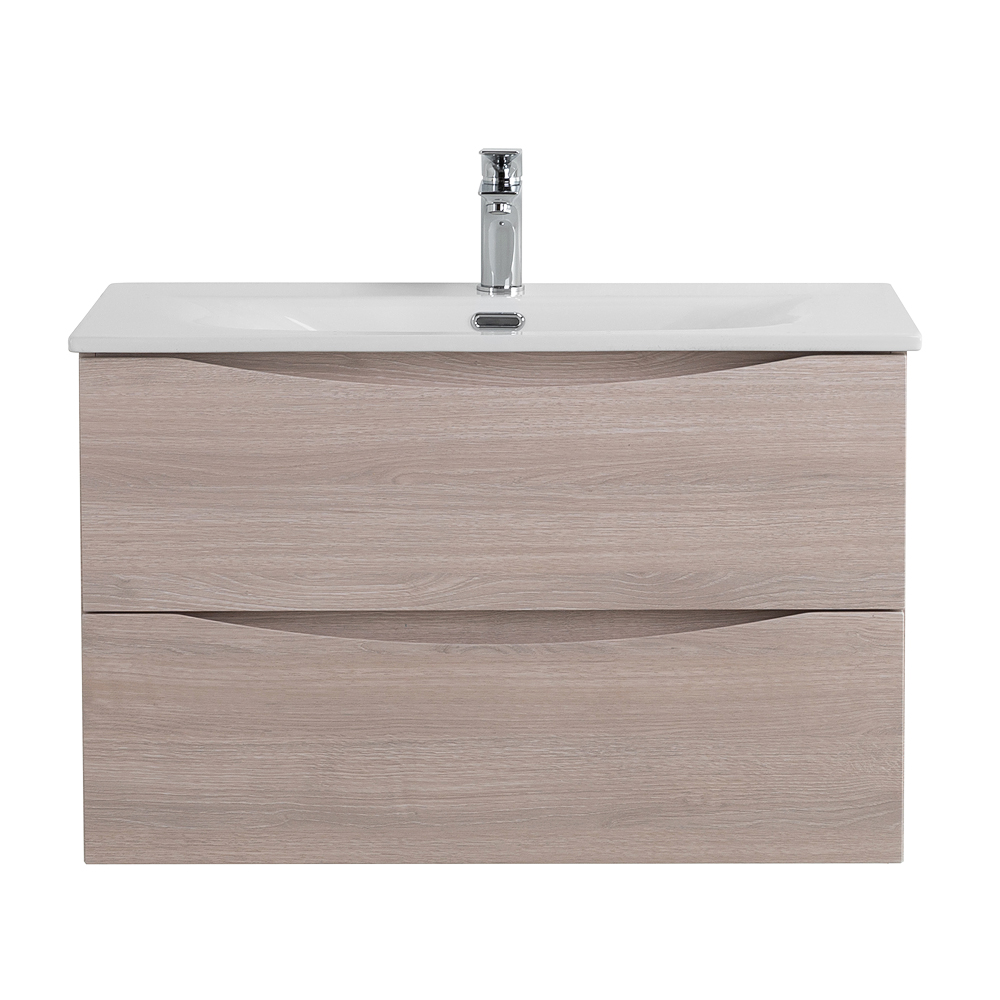 Тумба с раковиной подвесная BelBagno MARINO-CER-N-900-2C-SO-RG-P Rovere Grigio, раковина белая BB-8099-90