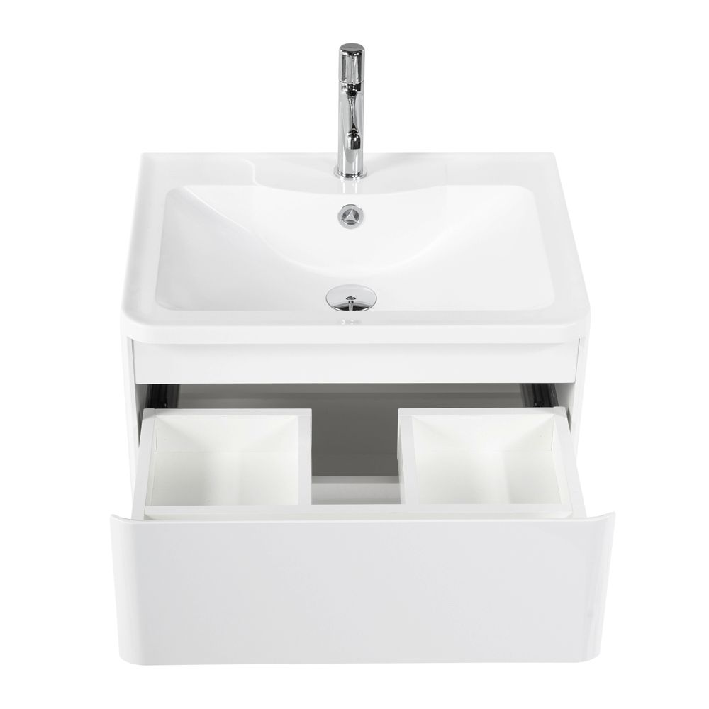 Тумба подвесная с раковиной BelBagno ALBANO-600-2C-SO-BL Bianco Lucido, раковина BB600/455-LV-MR-ALR