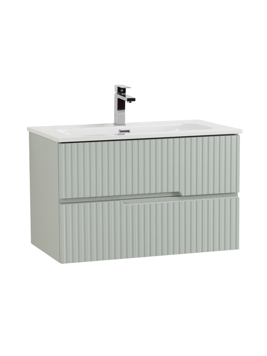 Тумба подвесная CEZARES DUET-N-800-2C-SO-VPR-P с раковиной CZR-8073-80, зеленый жемчужный