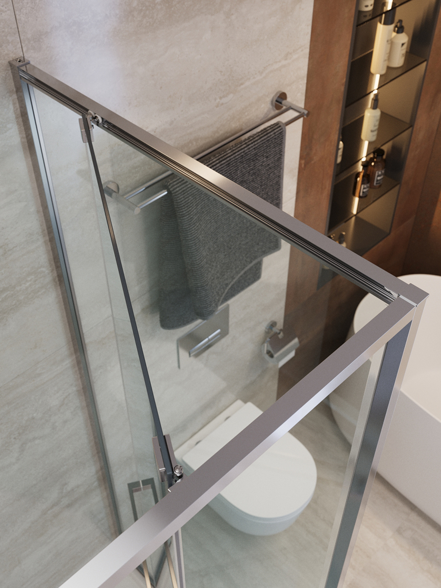 Душевой уголок Cezares LUX-AH-FS-11-110/100-C-CR, 110х100х195, профиль хром, стекло прозрачное