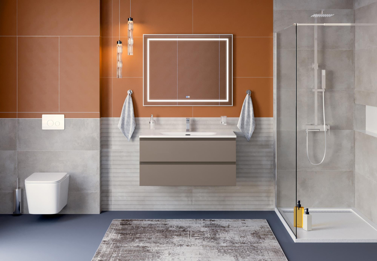 Тумба с раковиной подвесная BelBagno KRAFT-1000-2C-SO-CO Бежевый матовый, раковина белая BB-8099-100