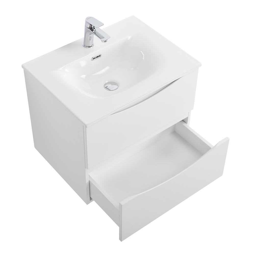 Тумба с раковиной подвесная BelBagno MARINO-CER-N-600-2C-SO-BO-P Bianco Opaco, раковина белая BB-8099-60
