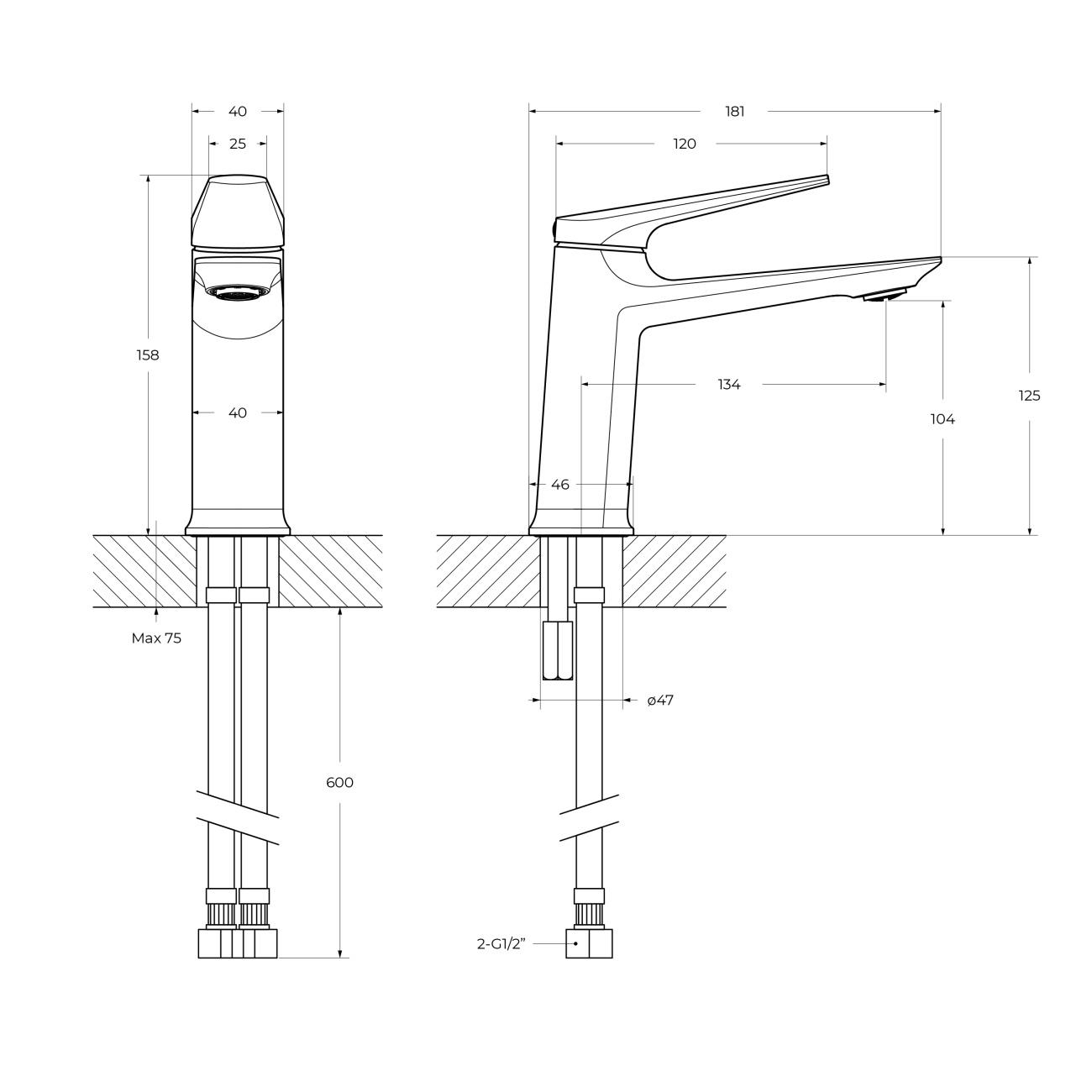 Cмеситель для раковины Cezares LINER-LS-01-W0 без донного клапана