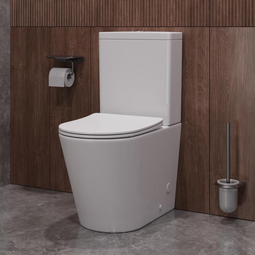 купить Унитаз-компакт CEZARES LINER CZR-6726-CP-TOR/SC безободковый с сиденьем и смывом TORNADO и бачком CZR-6726-T 