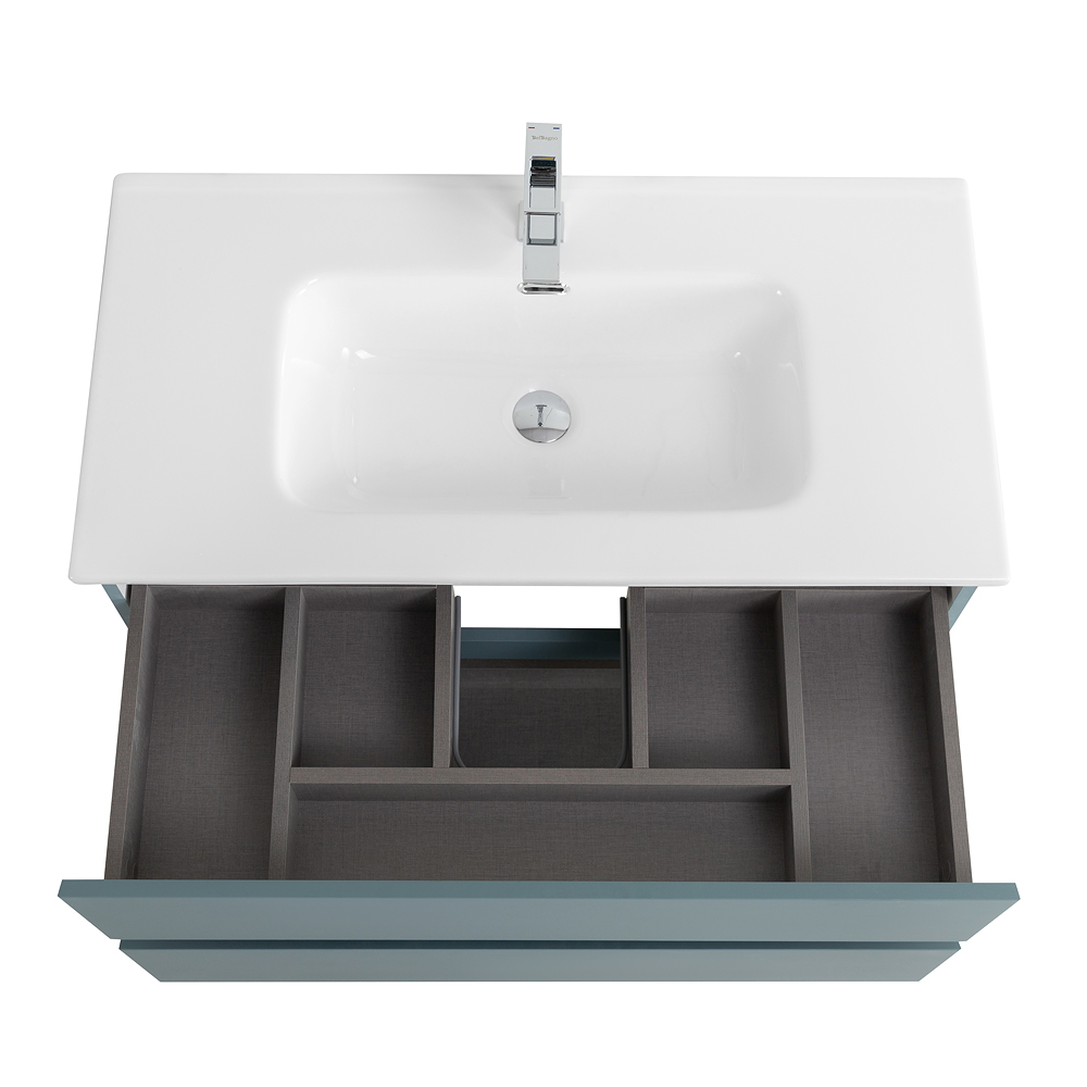 Тумба с раковиной подвесная BelBagno KRAFT-900-2C-SO-AO Голубой матовый, раковина белая BB900ETL