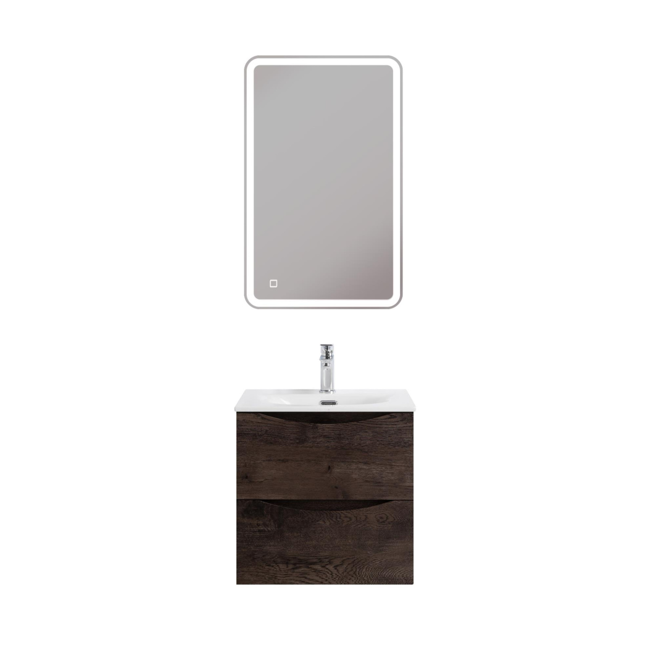Тумба с раковиной подвесная BelBagno MARINO-CER-MINI-500-2C-SO-RNG-P Rovere Nature Grigio, раковина белая BB-8099-3-50