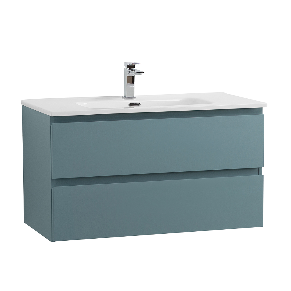 Тумба с раковиной подвесная BelBagno KRAFT-800-2C-SO-AO Голубой матовый, раковина белая BB800ETL