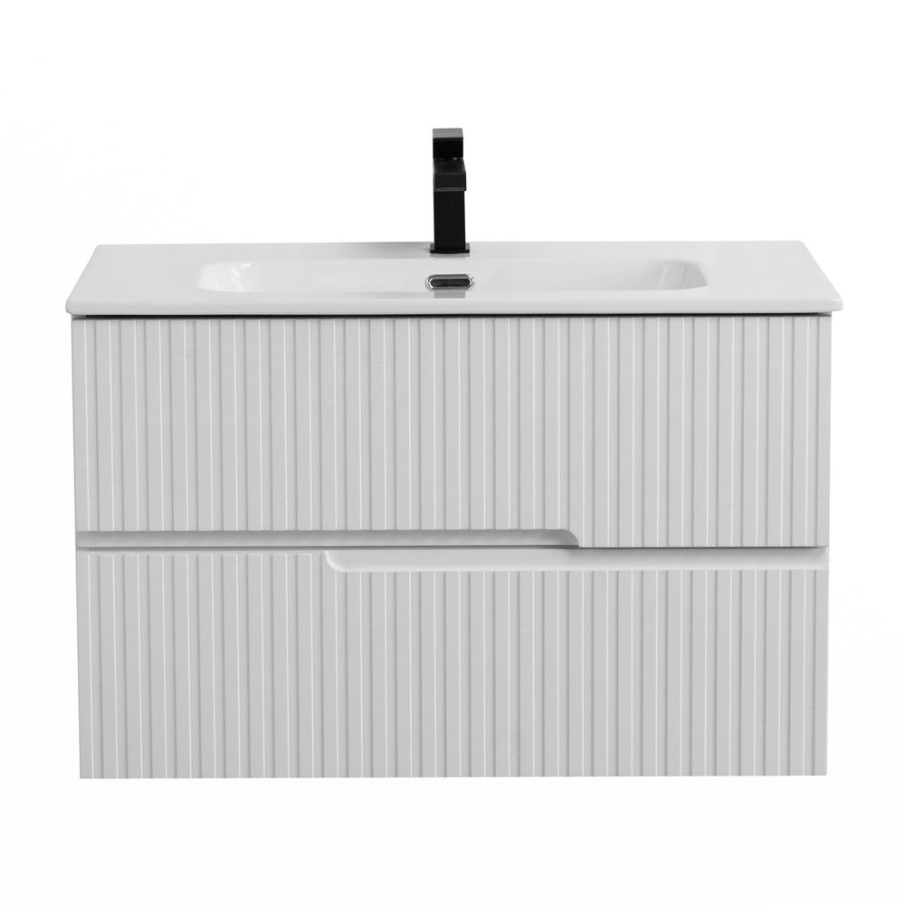 Тумба подвесная CEZARES DUET-N-800-2C-SO-FBS-P с раковиной CZR-8095-80, ясень белый софт