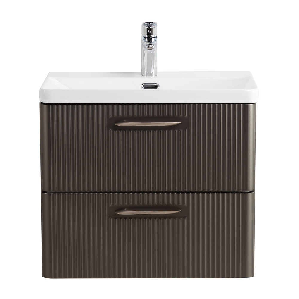 Подвесная тумба с раковиной Belbagno DUE 60 см Оружейная сталь DUE-600-2C-SO-GM-P + BB-8076-3-60