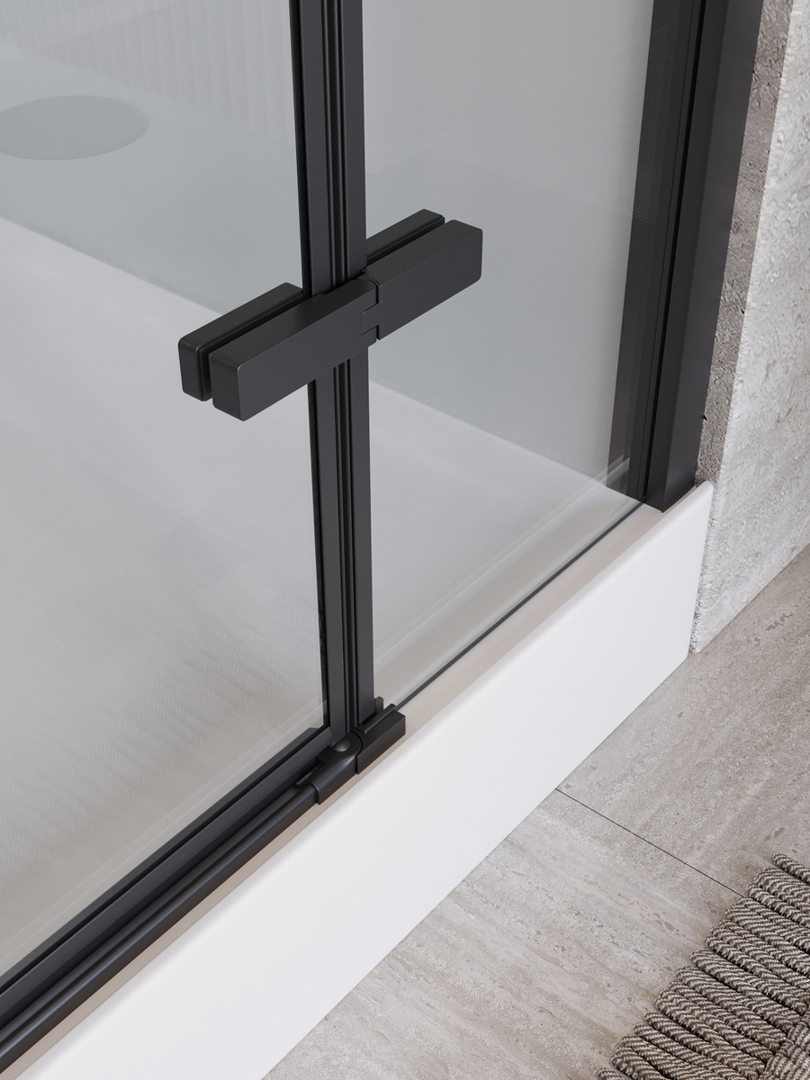Душевая кабина BelBagno UNO-CAB-A-1-90-C-NERO-Bi-TOP-L, левосторонняя