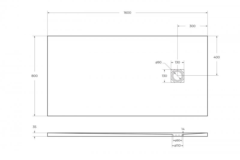 Поддон из искусственного мрамора Belbagno TRAY-MR-UNO-AH-160/80-35-W-CR