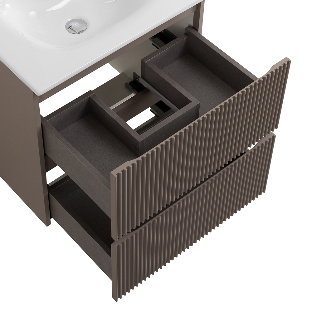 Тумба с раковиной подвесная BelBagno UNO-MINI-600-2C-SO-СO Бежевый матовый, раковина белая BB-8099-3-50