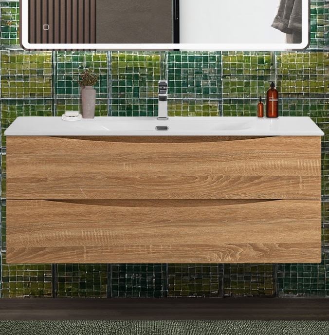 купить Тумба с раковиной подвесная BelBagno MARINO-CER-N-1200-2C-SO-WO-P Rovere Bianco, раковина белая BB-8099-120 